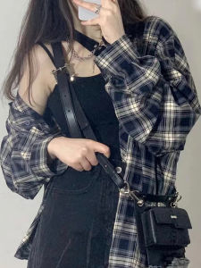 Áo Sơ Mi Kẻ Caro Dáng Rộng Thời Trang Nữ Thu Đông 2025 Thường Ngày Cổ Polo Tay Dài Thường Ngày Áo Khoác Cardigan Áo Chui Đầu