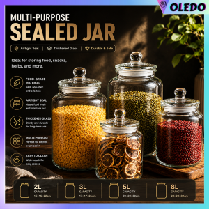 2L3L5L8LAirtight Glass Jar Transparent Bottle Sealed Cans COOKIE BISCOTTI Food Storage