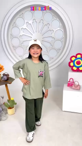 Baju setelan Stitch katun kombed anak perempuan terbaru REALPICT COD BAYAR DITEMPAT / One set ziela cotton combad 20s anak perempuan usia 5 tahun sampai 14 tahun / Fashion anak perempuan kekinian terbaru viral