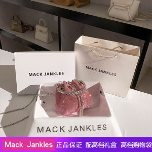 Mack Jankles Genuine Leather Diamond Embellished Bucket Handbag Womens Summer Fashion Pink Glittering Diamond Clutch Bag