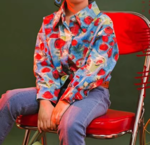 New Year Vintage Childrens Performance Clothes Girls Floral Shirt Stage Show for Primary School Students 80s 90s Theme