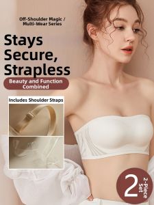 Non-slip Seamless Strapless Bra No Underwire Gathering Small Bust
