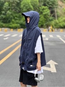 Áo Khoác Ngoài Mùa Hè Thường Ngày Cho Nam Áo Vest Câu Cá Ngoài Trời Thoáng Khí Chống Thấm Nước Mỏng Có Mũ Trùm Đầu Áo Vest Phong Cách Nhật Bản Cổ Điển