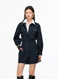 Vero Moda | Collar And Ruffled Plain Jumpsuit