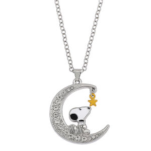Bandai | New Moon Snoopy Pendant Necklace with Diamonds Light Luxury High End Sweater Chain y2k Jewelry Accessories