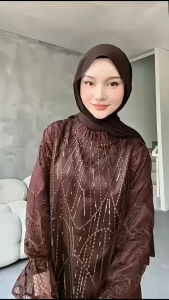 GAMIS PESTA BROKAT WANITA DEWASA TERBARU BAHAN SILK MIX BRUKAT ALEA DRESS KONDANGAN SIMPLE ELEGANT