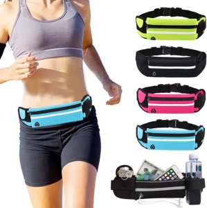 Running Belt for Women and Men Money Belt and Running Fanny Pack Hiking Fanny Pack Holder for Cell Phone Money and Keys Adjustable Belt Pouch fits Most Phone and Waist Sizes