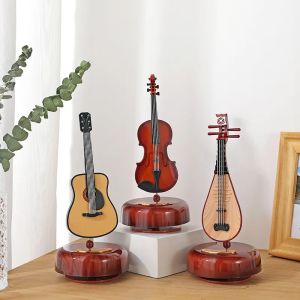 Rotating Music Box Guitar Violin Music Box Birthday Gift Girls Festival Gift Creative Decorations In The Living Room Decor
