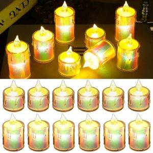 3Pcs LED Electronic Candle Transparent Flameless Candle Atmosphere Light Flickering Candle Night Light for Wedding Party Christmas Home Decoration