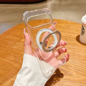 szhaiyu | For Magsafe Magnetic 360° Rotating Bracket Transparent Phone Case for Google Pixel 9 10 Pro XL 9 10 Pro 9A 10A Shockproof Cover