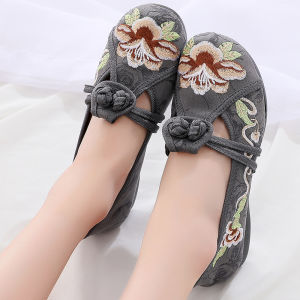 Spring and Autumn Ethnic Style Wedge Thick Sole Cloth Shoes