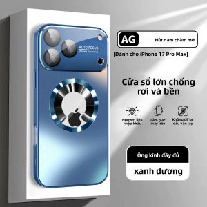 Ốp Lưng iPhone Từ Tính Mờ Bằng Hợp Kim Titan Tương Thích Với Air 17 16 15 14 13 12 11 Pro Max Plus Vỏ Bảo Vệ Camera Ống Kính Magsafe