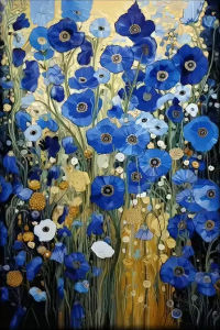Beautiful Blue Garden Abstract Flowers Scene Jigsaw Puzzle 500/1000/1200/2000PCS Mindful Game Stress Relief Decor Gift