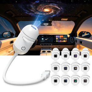 USB Mini Galaxy Projector Night Light 2-in-1 Starry Sky Ambient Lamp with Replaceable Films Home Car Decor Gift for Adults Kid