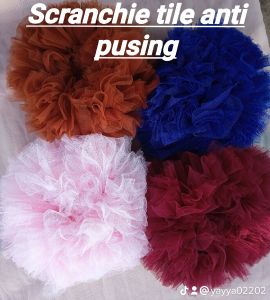 SCRANCHIE TILE ANTI PUSING PREMIUM IKAT RAMBUT JUMBO