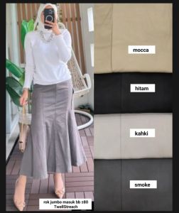 ROK MOTIF DUYUNG PINGGIR SAKU KATUN STRECH FIT TO XL / ROK POLOS KEKINIAN
