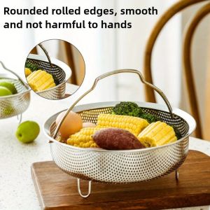Universal Stainless Steel Steamer Basket | 304 Food-Grade Insert for Rice Cooker/Instant Pot | Dishwasher-Safe Multifunction Col