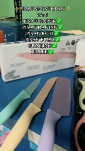 Pisau Set Dapur 6 in 1 Keramik Jerami Peso Kitchen Knife Pisau Guting Anti Lengket Buah Daging Roti Dapur Stainless Sembelih Tajam