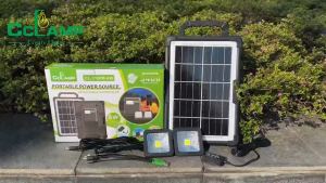 8W 5400mAh Portable Solar Power Station Solar Panel Charger with LED Light USB Emergency Power Bank for Phone Replaceable Battery Outdoor Power Source for Camping Hiking Power Outage Home Use