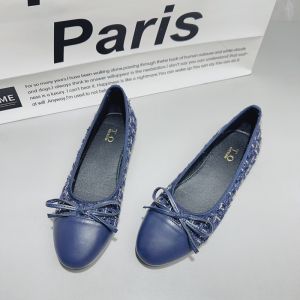 Soft Bottom round Toe Flat Heel Womens Shoes Spring Autumn New Style Commuter Butterfly Knot Slip-On Fashionable Ladies Shoes