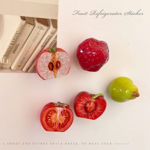 Creative Fruit Refrigerator Magnets 3D Hawthorn Cherry Tomato Home Refrigerator Magnetic Poster Whiteboard Kitchen Decorative