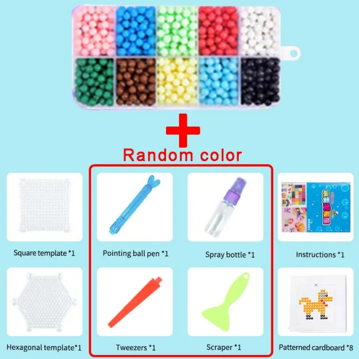 1000 Pcs/box DIY Water Spray Magic Beads Handmade Toy Set Children's Color Crystal Beads Puzzle Craft Kit Gift Variety Bean Toys