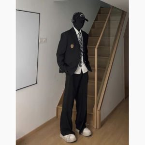 ZHUOCAN | Black Casual Japanese Style Handsome College Suit Autumn Spring