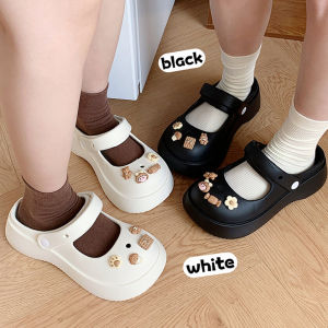 Giày Lỗ Đế Dày Mary Jane Kẻ Sọc Nhỏ Nữ Giày Đi Biển Đi Bên Ngoài Chống Trượt Mùa Hè Dép Sục Bít Mũi Đáng Yêu Instagram