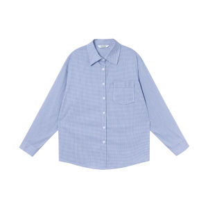 NIHAOKANONG | Áo Sơ Mi Dài Tay Phong Cách Casual Có Sọc/Carô Xanh