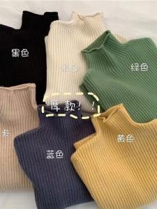 Hong Kong Style Half High Collar Sweater Womens Autumn Winter New Base Layer Knitted Shirt Elegance Inner Wear Overhead Top