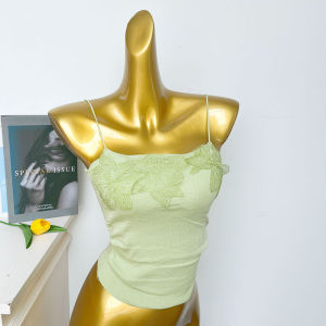 Summer Short Lace Knitted Strap Vest Womens Outerwear Design Sensual Beautiful Back Sweet Spicy Girl Stylish Commute Folded Back