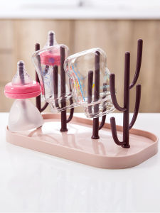 Babycare Bottle Drying Rack Tree Shape Infant Milk Bottle Dryer Storage Cup Holder Drainage Stand Dustproof Nursery Organizer
