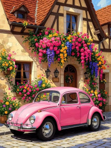 500/1000/1200/2000PCS Jigsaw Puzzle Beautiful Vintage Car And Cottage Scene For Adults Perfect For Quiet Evening Activity