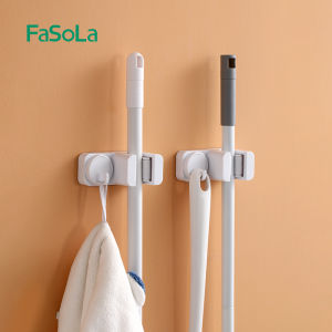 Multi-Functional Wet Mop Holder Strong Load Bearing Bathroom Wall Mounted No Drilling Hook Mop Wall Hanging Clip Universal Use