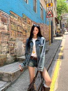 Womens Jeans Jacket Washed Blue