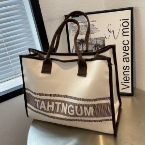 Large Capacity Canvas Tote Bag Womens Casual Summer New Style Multi-Functional Mommy Baby Bag Shoulder Bag Trendy Handbag