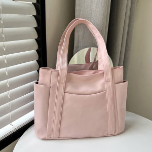 Urban Simple Large Capacity Nylon Tote Bag Womens Commuter Shoulder Bag Multi-Pocket Waterproof Handbag Single Strap Bag
