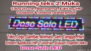running teks berwarna 2 Muka / 2 Sisi 100x20 cm outdoor & Indoor edit by HP isi teks Logo gambar