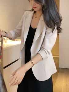 Elegant Pure Color Thin Suit Jacket Womens Casual Style Autumn Fashion Goddess Look Top Casual Small Western Suit