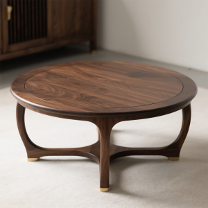 Modern Minimalist Black Walnut Wooden Coffee Table New Chinese Style round Villa Home Furniture Simple Luxury Design Sensation