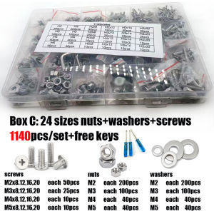 400/2100x M1.6 M2 M2.5 M3 M4 M5 304 Stainless Steel Cross Phillips Flat Ultra Thin Head Screw Bolt Nut Washer Assortment Set Kit