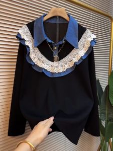 plus Size Womens Long Sleeve Top Korean Style Slimming Fashionable Spring New Arrival Comfortable Fit for plus Size Sister