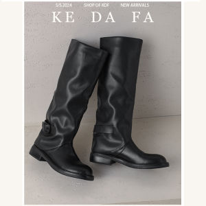 Keda Fall Winter High Tube Boots Womens Genuine Leather Black Knight Boots Fashionable over Knee Long Boots Korean Style