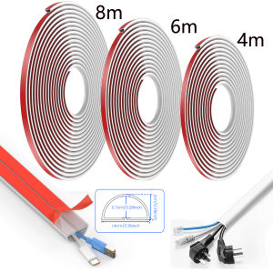 Wall Cord Hider 4/6/8m Self-Adhesive Cord Covers Wire Cover Wall Mount TV Cable Raceway Flexible PVC Cable Concealer for Home