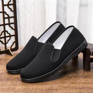 Beijing Old Style Thickened Canvas Shoes Mens Workwear Anti-slip Driving Prison Use Full Black Casual Shoes Fashionable Spring Rubber Sole