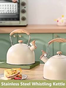 3L Whistle kettle Stainless Steel Kettle Wood Handle Kettle Large Capacity Induction Cooker Gas Stove Universal