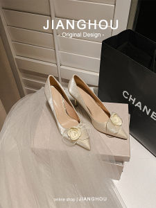 New Chinese Style High Heels Horse Face Skirt Cheongsam Shoes Women Spring Autumn Elegant Thin Heel Single Shoes Light Color Four Seasons Shoes