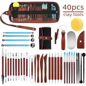 Pottery Clay Sculpting Tools Kit 40 Pcs/Set Ceramic Wax Clays Carving Tools for Art Craft Pottery Sculpting Modeling Tool Set