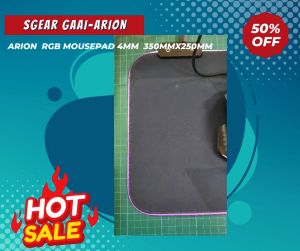 แผ่นรองเมาส์เกมมิ่ง S Gear ARION RGB Gaming Mousepad 350x250mm 4mm Thick with High-Quality Rubber Base
