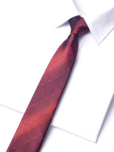 Romguest | Slim Narrow Striped Gradual Red Tie for Groom 6cm